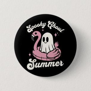 Spooky Ghoul Summer Niedlich Ghost Flamingo Summer Button
