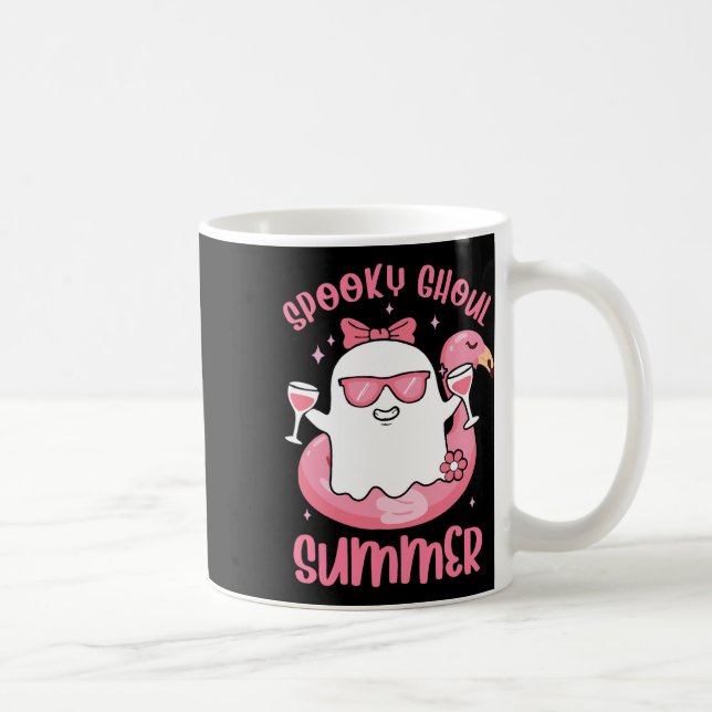 Spooky Ghoul Summer Niedlich Ghost Flamingo Summer Kaffeetasse (Rechts)