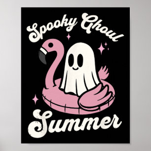 Spooky Ghoul Summer Niedlich Ghost Flamingo Summer Poster