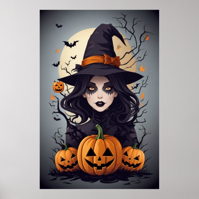 Spooky Girl and Pumpkin Carving - Hol dir heute de Poster (Vorne)
