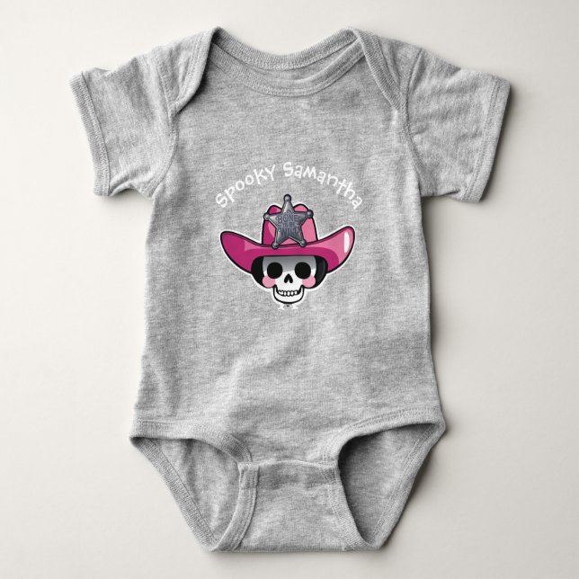 Spooky Girl Halloween, Skeleton Cowgirl Bodysuit Baby Strampler (Vorderseite)