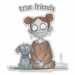 Spooky Girl und ihr Hundefreund Aufkleber