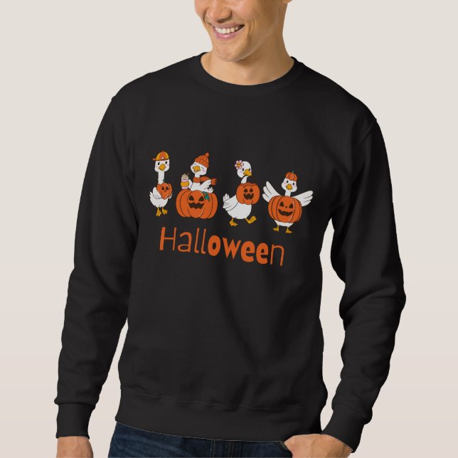 Spooky Goose Duck mit Pumpkin Sweatshirt (Vorderseite)