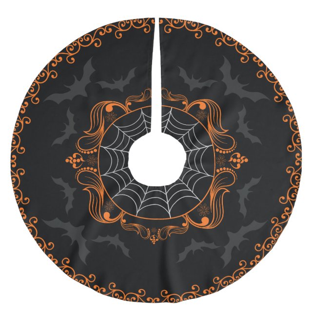 Spooky Goth Holiday Tree Skirt Polyester Weihnachtsbaumdecke (Vorderseite)