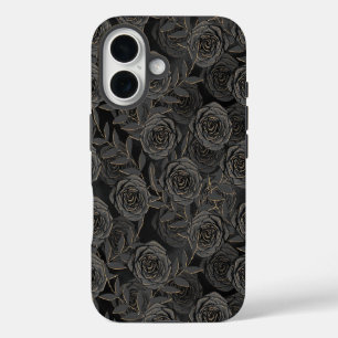 SPOOKY GOTHIC BLACK & GOLD HALLOWEWEEN BLUME iPhone 16 HÜLLE