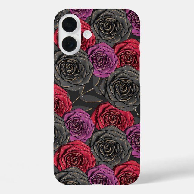 SPOOKY GOTHIC BLACK RED & LILA HALLOWEWEE BLUME Case-Mate iPhone HÜLLE (Rückseite)