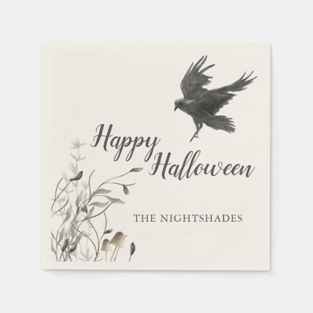 Spooky Gothic Halloween | Black Raven Serviette (Vorderseite)
