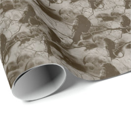 Spooky Gothic Raven in Vollmond Adult Halloween Geschenkpapier