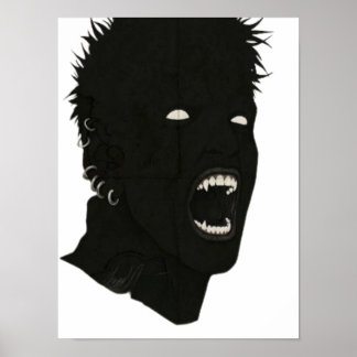 Spooky Gothic Screaming Vampire Vector Art Poster
