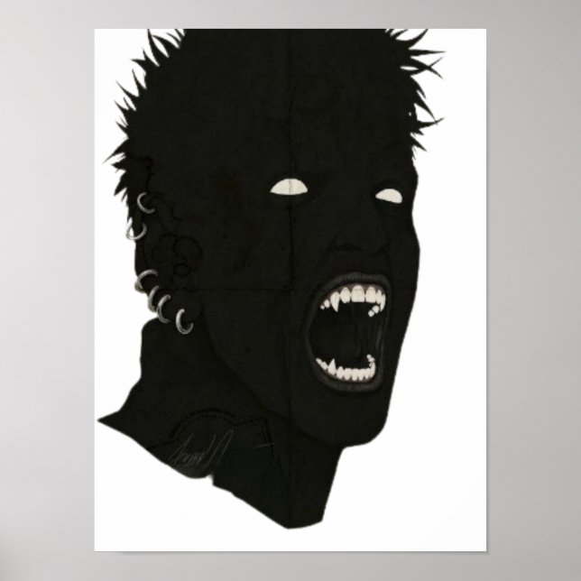 Spooky Gothic Screaming Vampire Vector Art Poster (Vorne)