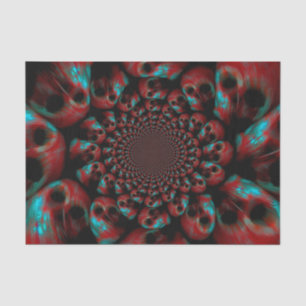 Spooky Gothic Skull Head Rot Grün Schwarz Abstrakt Seidenpapier