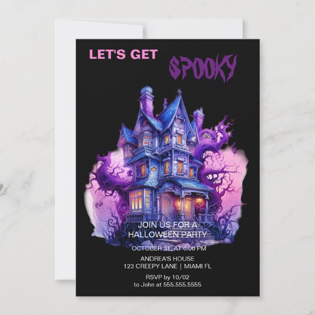 Spooky Gothy Spuk House Halloween Einladung (Vorderseite)