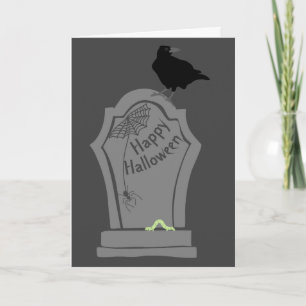 Spooky Grabstein und Black Crow Happy Halloween Karte