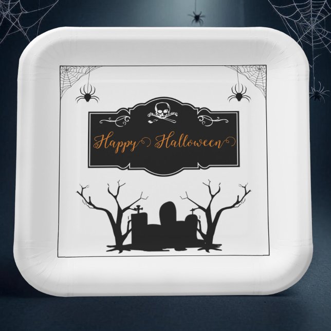 Spooky Graveyard Halloween Pappteller (Spooky Graveyard Halloween Paper Plates)