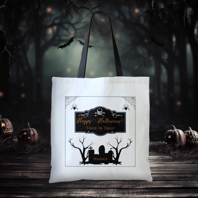 Spooky Graveyard Trick oder Trete Tragetasche (Spooky Graveyard Trick or Treat tote Bag)