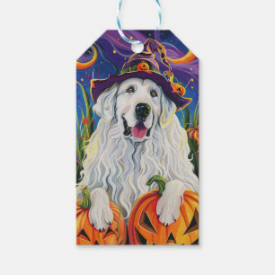 Spooky Great Pyrenäen Hund Halloween Hexenkürbis Geschenkanhänger