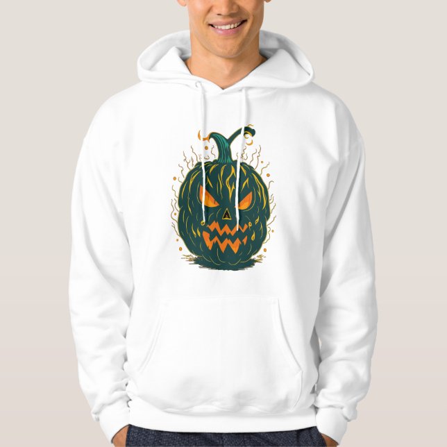 Spooky Green Pumpkin Halloween Hoodie (Vorderseite)