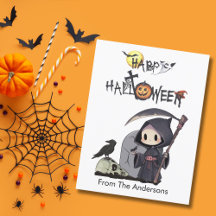 Spooky Grim Sensenmann Graveyard Crow Gothic Hallo