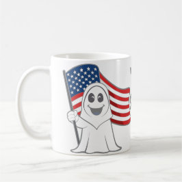 Spooky Grim Sensenmann USA Flag Halloween Kaffeetasse