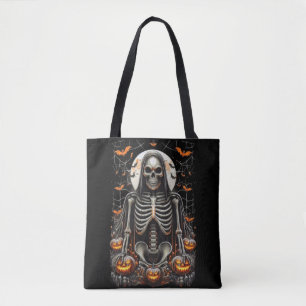 Spooky Grim Skeleton & Glows Pumpkins Halloween