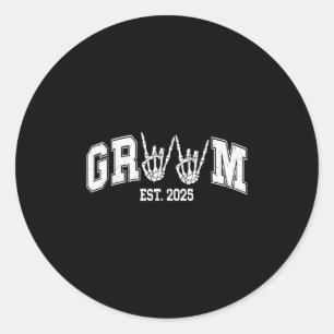 Spooky Groom Bride 2025 Gotische Halloween Paare Runder Aufkleber
