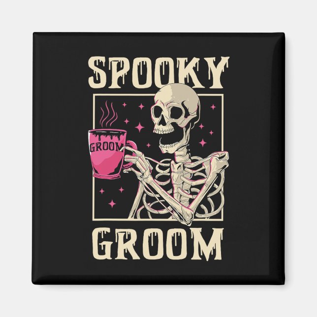 Spooky Groom Skeleton Halloween Wedding Bachelor P Magnet (Vorne)