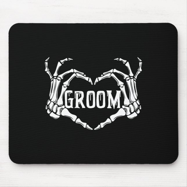 Spooky Groom Skeleton Hands Halloween Verlobung W Mousepad (Vorne)