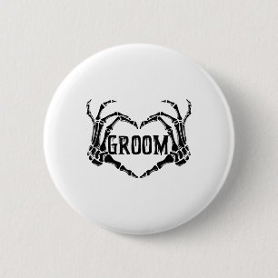 Spooky Groom Skeleton Hands Verlobung Wedding Hal Button