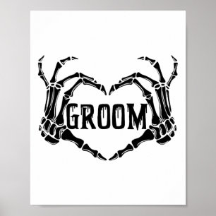 Spooky Groom Skeleton Hands Verlobung Wedding Hal Poster
