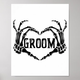 Spooky Groom Skeleton Hands Verlobung Wedding Hal Poster