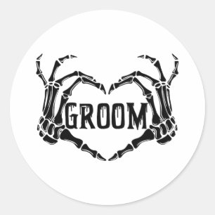 Spooky Groom Skeleton Hands Verlobung Wedding Hal Runder Aufkleber