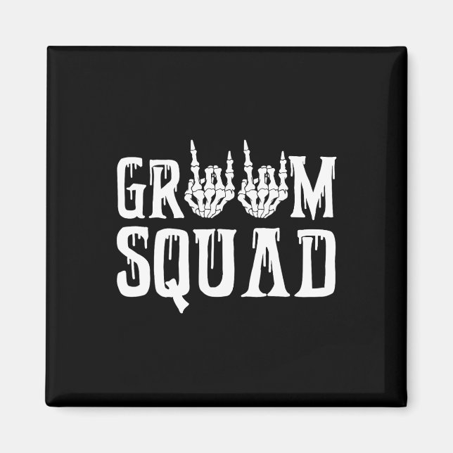 Spooky Groom Squad Gothic Wedween Bachel Magnet (Vorne)