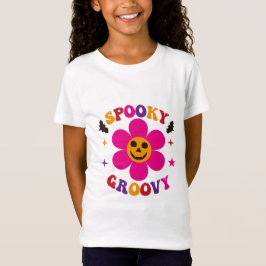Spooky Groovy Pink Blume Halloween T-Shirt