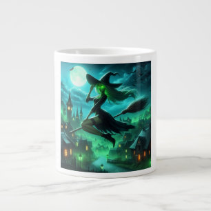 Spooky-grüne Aura Halloween-Hexe Jumbo-Tasse
