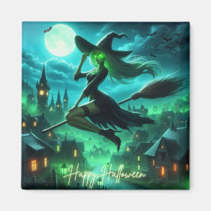 Spooky-grüne Aura Halloween-Hexe Magnet