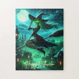 Spooky-grüne Aura Halloween-Hexe Puzzle