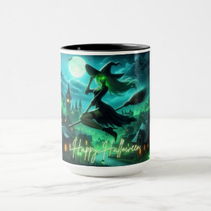 Spooky-grüne Aura Halloween-Hexe Tasse