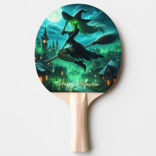 Spooky-grüne Aura Halloween-Hexe Tischtennis Schläger