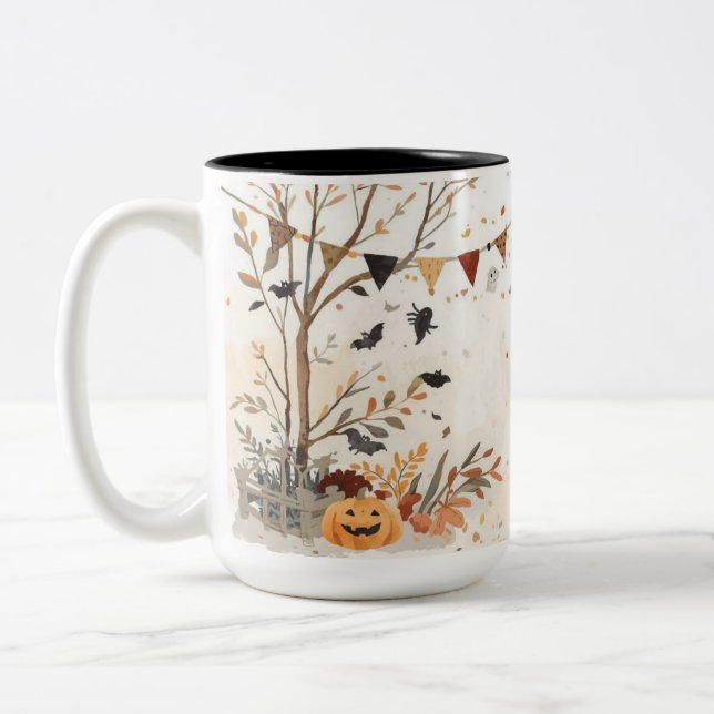 Spooky Halloween 2-Tone Tasse - 15 oz Fall. (Links)