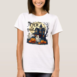 Spooky Halloween-Abend in der Spuk Hausszene T-Shirt
