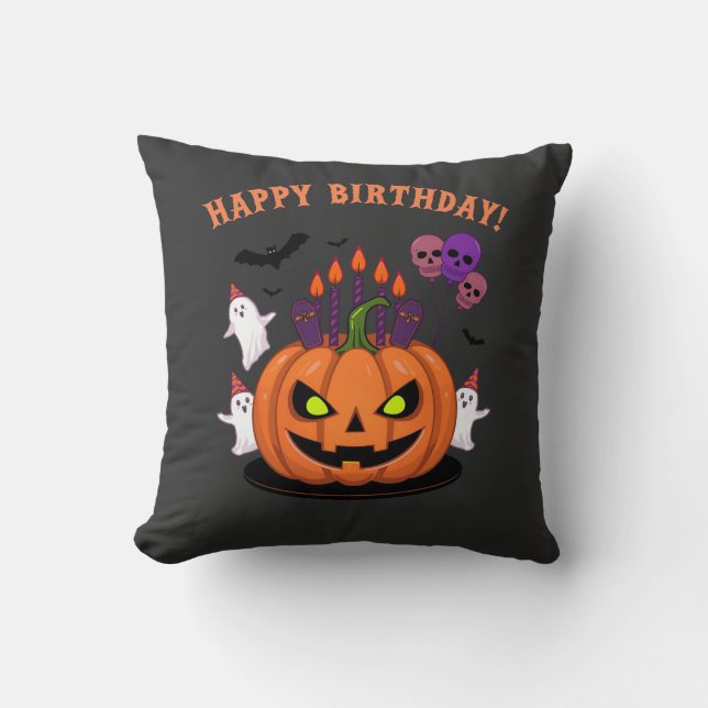 Spooky Halloween B-Tag Pumpkin Cake & Ghosts Kissen (Vorderseite)