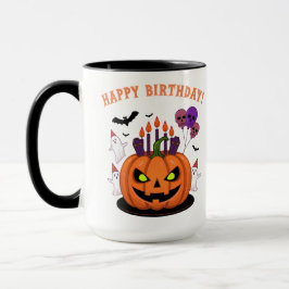 Spooky Halloween B-Tag Pumpkin Cake & Ghosts Tasse