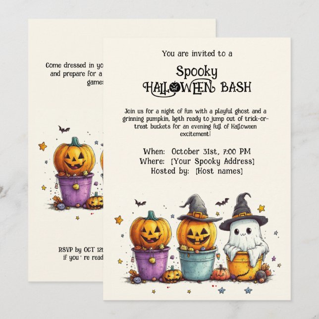 Spooky HALLOWEEN BASH Einladung (Vorne/Hinten)