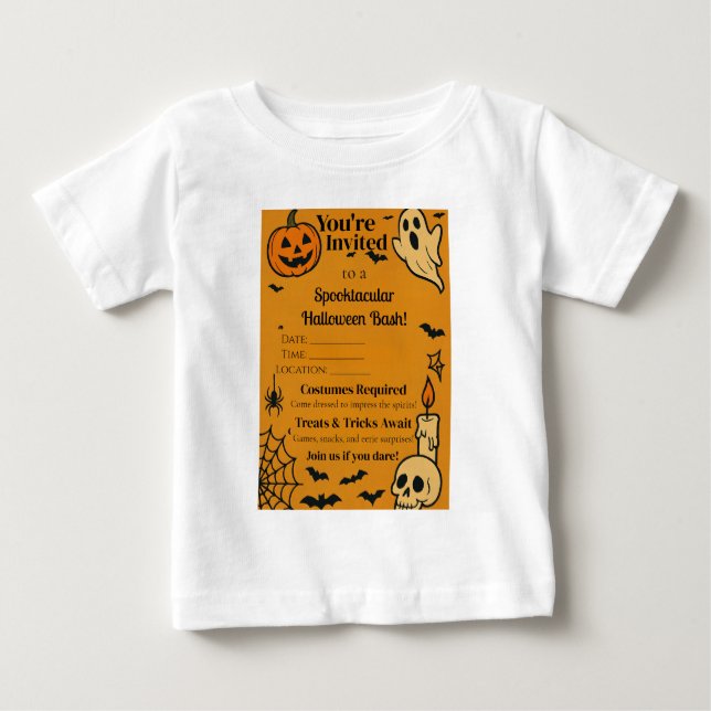 Spooky Halloween Bash Invite | Ghosts & Games Baby T-shirt (Vorderseite)