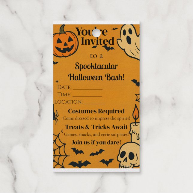 Spooky Halloween Bash Invite | Ghosts & Games Geschenkanhänger (Rückseite)