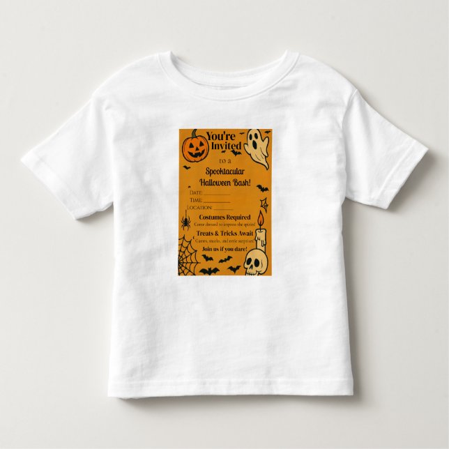 Spooky Halloween Bash Invite | Ghosts & Games Kleinkind T-shirt (Vorderseite)