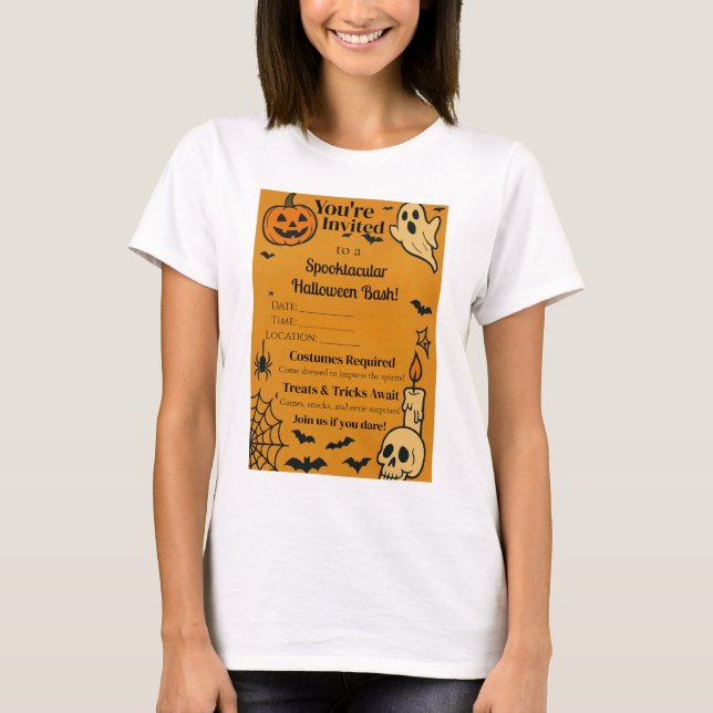 Spooky Halloween Bash Invite | Ghosts & Games T-Shirt (Vorderseite)