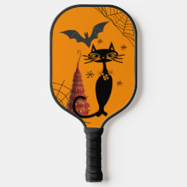 Spooky Halloween Bat Black Cat Ghoul Spider Web Pickleball Schläger
