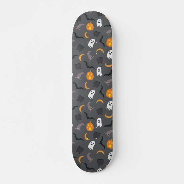 Spooky Halloween Bat Ghost Cauldron Muster Skateboard (Vorne)