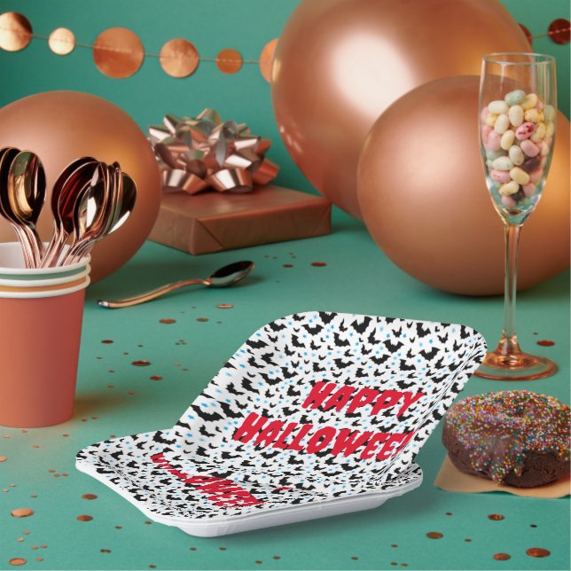 Spooky Halloween Bat-Papierplatte Pappteller (Multi)